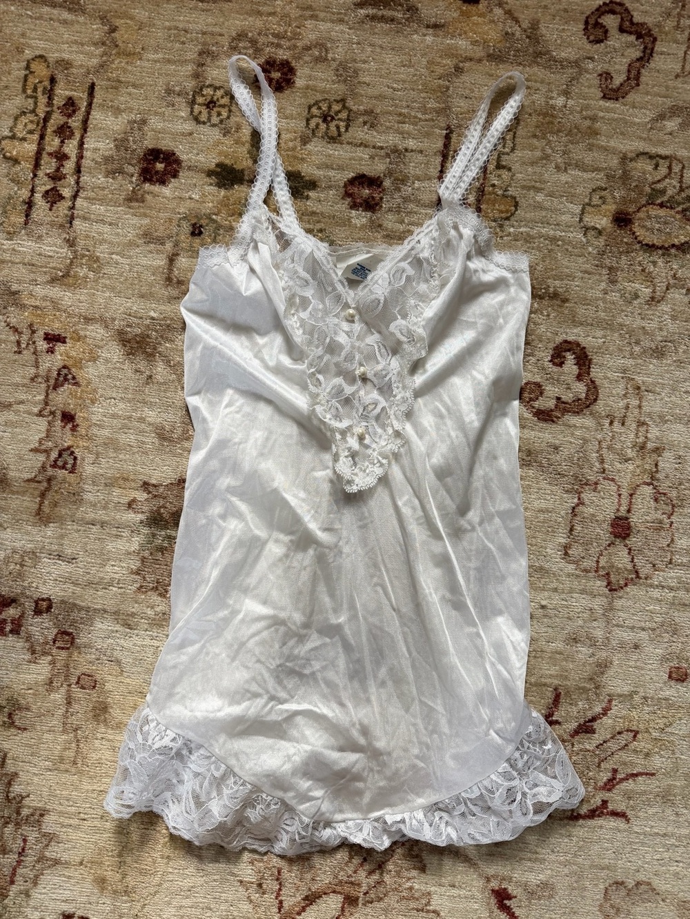 Vintage White Lace-Trim Slip Dress - Women Intimates & Sleepwear